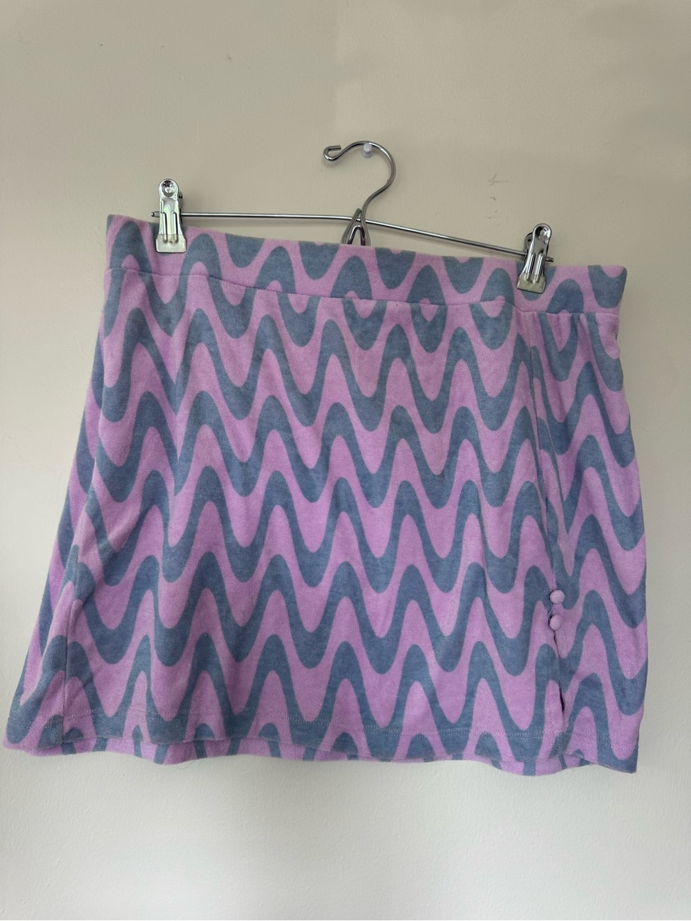 PacSun Pink and Teal Wave Print Mini Skirt